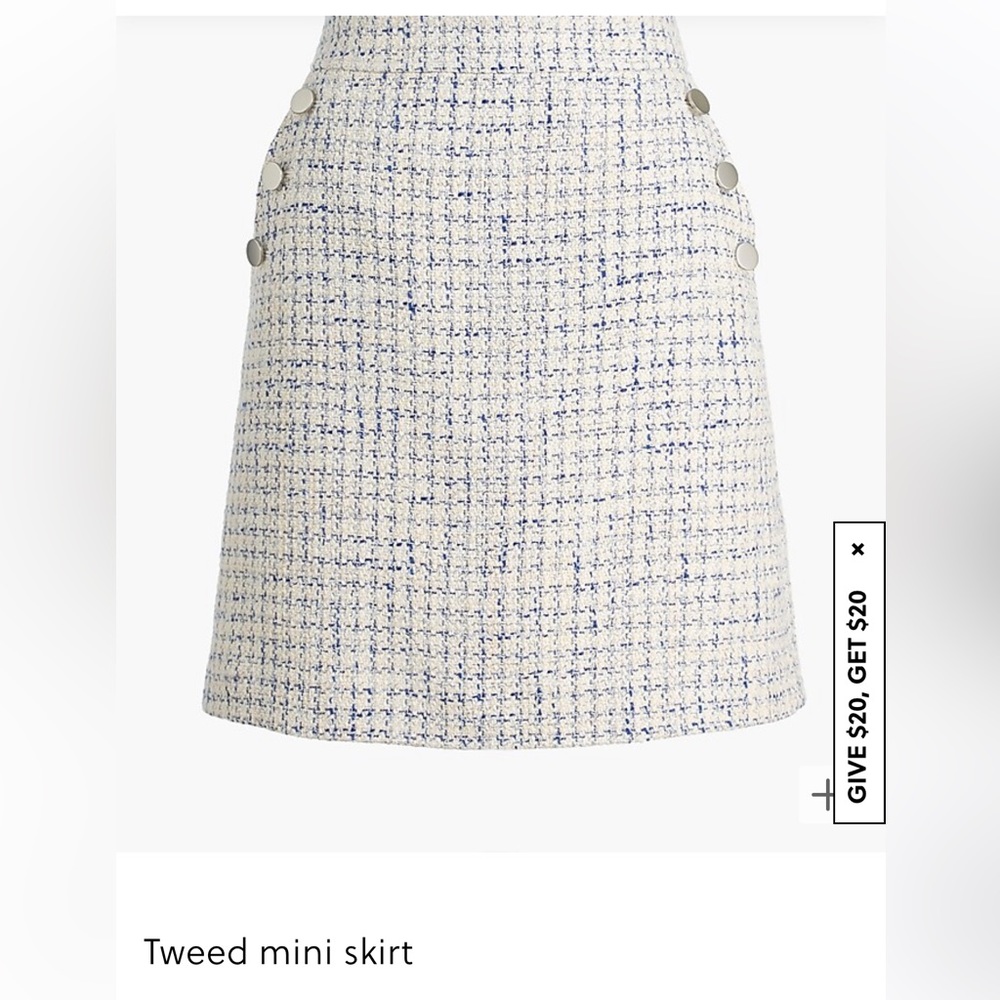 NWT J CREW FACTORY BLUE IVORY GREY TWEED MINI SKIRT. Size 14